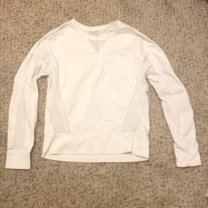 white Athleta crew neck sweatshirt